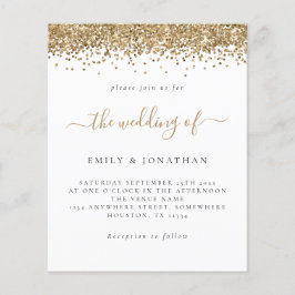 Budget Gold Glitter Script Weduwen Uitnodiging