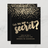 BUDGET Gold Glitter Surprise Party (Uitnodiging vo (Voorkant / Achterkant)