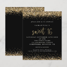 Budget Gold Glitter Sweet 16 zwarte verjaardag