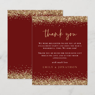 Budget Gold Glitter Verloving Burgundy Dank u