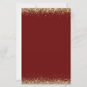 Budget Gold Glitter Verloving Burgundy Uitnodiging (Achterkant)