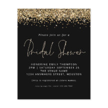 Budget Gold Glitter Vrijgezellenfeest Black Uitnod