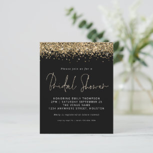 Budget Gold Glitter Vrijgezellenfeest Black Uitnod