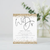 Budget Gold Glitter We doen QR Wedding Uitnodigen (Staand voorkant)