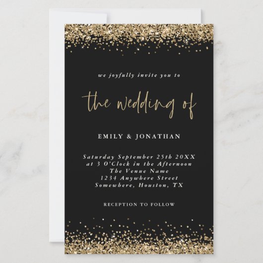 Budget Gold Glitter Wedding Black (Voorkant)