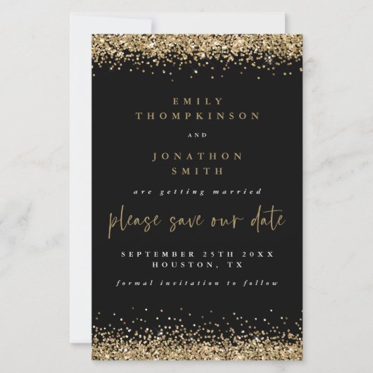Budget Gold Glitter Wedding Black bespaart de datu (Voorkant)