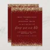 Budget Gold Glitter Wedding Burgundy Bespaar op da (Voorkant / Achterkant)
