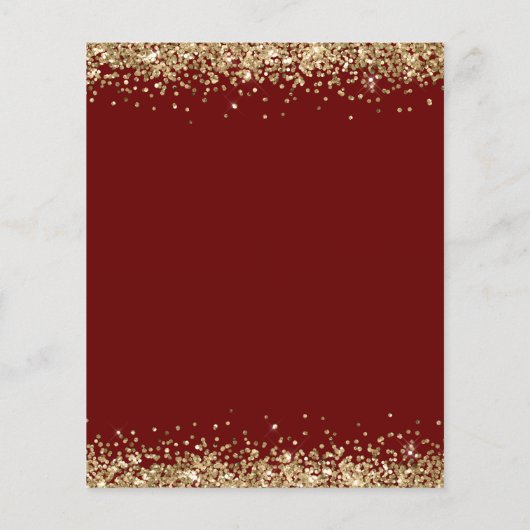 Budget Gold Glitter Wedding Burgundy Uitnodiging (Achterkant)