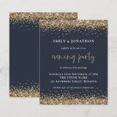 BUDGET Gold Glitter Wedding Evening Navy Blue (Voorkant / Achterkant)