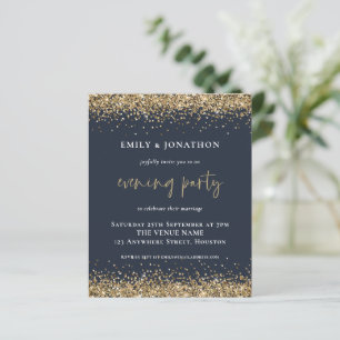 BUDGET Gold Glitter Wedding Evening Navy Blue