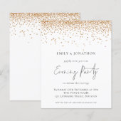 Budget Gold Glitter Wedding Evening Party Invite (Voorkant / Achterkant)