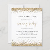 BUDGET Gold Glitter Wedding Evening Party Uitnodig (Voorkant)