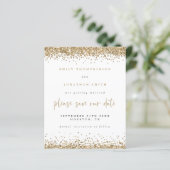 Budget Gold Glitter Wedding QR Code Save the Date (Staand voorkant)