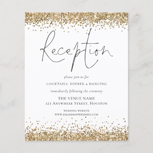 Budget Gold Glitter Wedding Reception Encl (Voorkant)