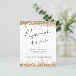Budget Gold Glitter Wedding Rehearsal Dinner