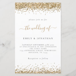 Budget Gold Glitter Wedding White Uitnodiging