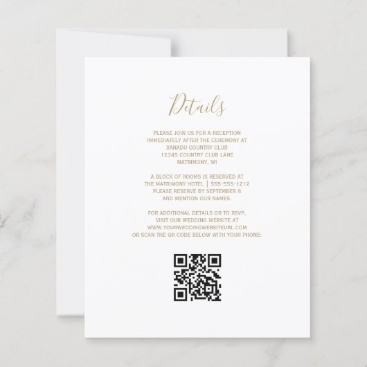 Budget Gold Glitter White QR Code Weddenschap Uitn (Achterkant)