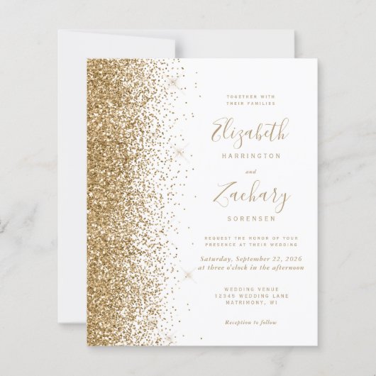 Budget Gold Glitter White QR Code Weddenschap Uitn (Voorkant)