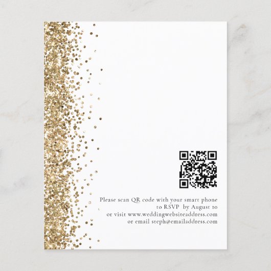 Budget Gold Glitter White QR Code Weddenschap Uitn (Achterkant)
