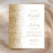 Budget Gold Glitter White Wedding Invitation