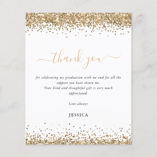 Budget Gold Glitter Wit 2024 Afstuderen Bedankt (Voorkant)