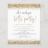 Budget Gold Glitter Ze zei ja Verloving Uitnodigin (Voorkant)