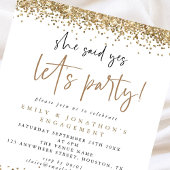 Budget Gold Glitter Ze zei ja Verloving Uitnodigin