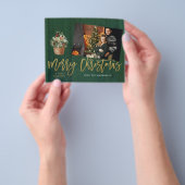 Budget Gold & Green Rustige Kerstmis 1 Foto Flyer (Hand)