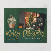 Budget Gold & Green Rustige Kerstmis 1 Foto Flyer (Voorkant)