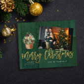 Budget Gold & Green Rustige Kerstmis 1 Foto Flyer
