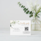 Budget Gold Greenery Eucalyptus QR Code Wedding Informatiekaartje (Staand voorkant)