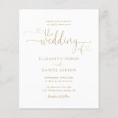 Budget Gold Hearts Script Photo Weduwen Uitnodigin (Voorkant)