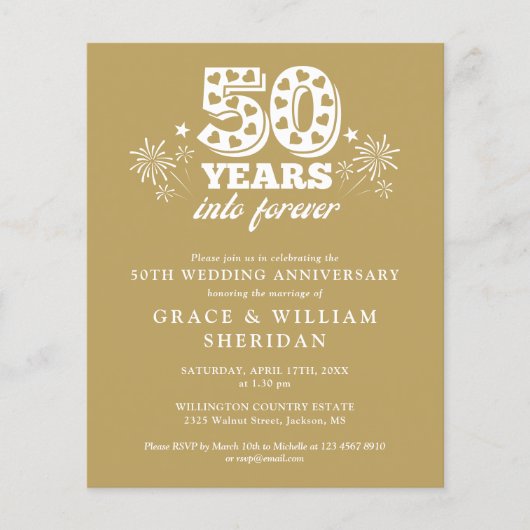 Budget Gold Into Forever 50th Jubileum Invite (Voorkant)