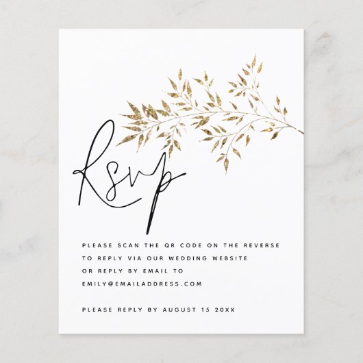 Budget Gold laat QR Code Weddenschap RSVP Enclosur (Voorkant)