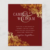 BUDGET Gold Lace Classic Ampersand Wedding Invite (Voorkant)