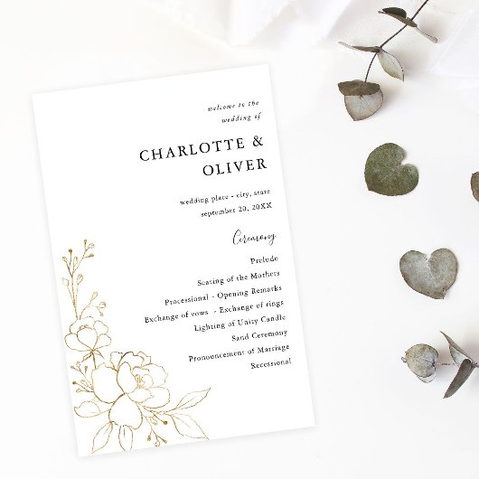 Budget Gold-led Floral Wedding Ceremony MEDIUM Flyer