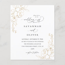 Budget Gold-led Floral Wedding Flyer
