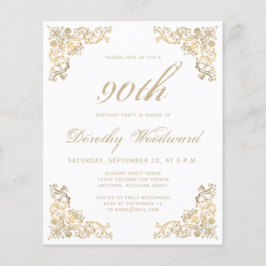 Budget Gold Lijst Birthday Party Invitation (Voorkant)
