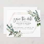 Budget Gold Lijst Floral Save the Date (Voorkant / Achterkant)