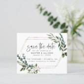 Budget Gold Lijst Floral Save the Date (Staand voorkant)