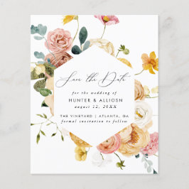Budget Gold Lijst Floral Save the Date Flyer