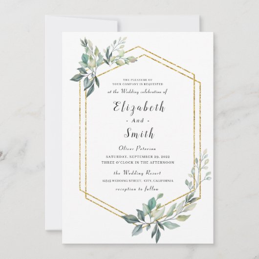 Budget Gold Lijst Flyer Rustic Foliage Wedding Kaart (Voorkant)