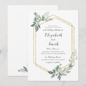 Budget Gold Lijst Flyer Rustic Foliage Wedding Kaart (Voorkant / Achterkant)