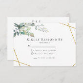 Budget Gold Lijst Flyer Rustic Foliage Wedding RSVP Kaartje (Voorkant / Achterkant)