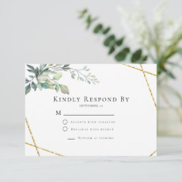 Budget Gold Lijst Flyer Rustic Foliage Wedding RSVP Kaartje