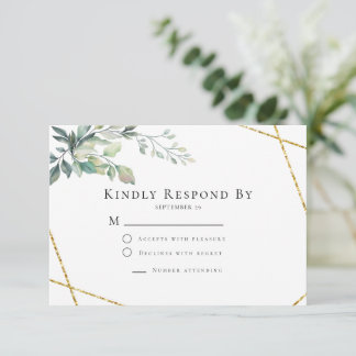 Budget Gold Lijst Flyer Rustic Foliage Wedding RSVP Kaartje