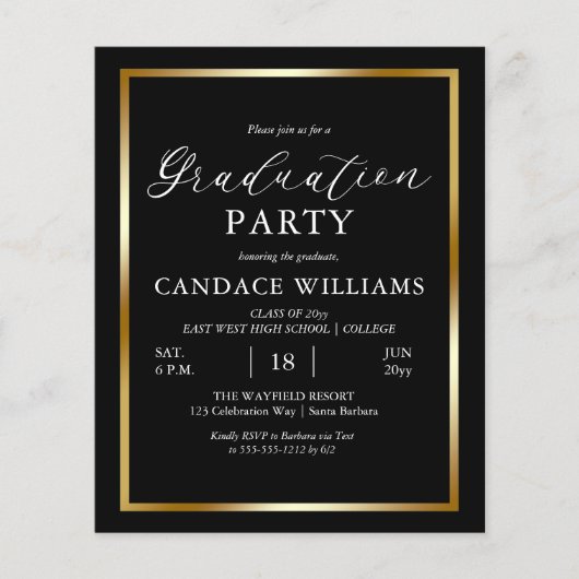 Budget Gold Lijst Minimalist Party Invitation Flye Flyer (Voorkant)