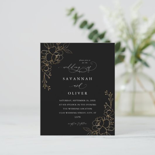 Budget Gold Lined Floral Black Wedding (Staand voorkant)