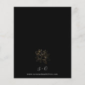 Budget Gold Lined Floral Black Wedding Flyer (Achterkant)