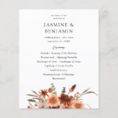 Budget Gold Lined Floral Wedding Ceremony Flyer (Voorkant)